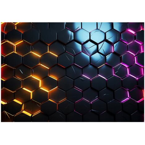 Papier peint 3D hexagones colorés, décoration murale moderne – 150 x 105 cm Wallarena