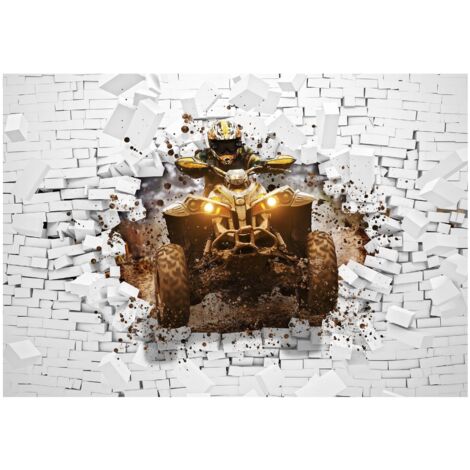 Papier peint 3D pour enfants avec motif quad, décoration murale multicolore pour chambre d'enfant – 350 x 250 cm Wallarena