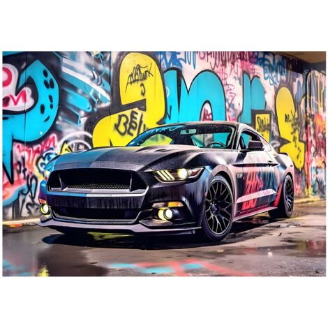 Papier peint 3D pour enfants voiture et graffiti – décoration murale pour chambre d'adolescent – 350 x 250 cm Wallarena
