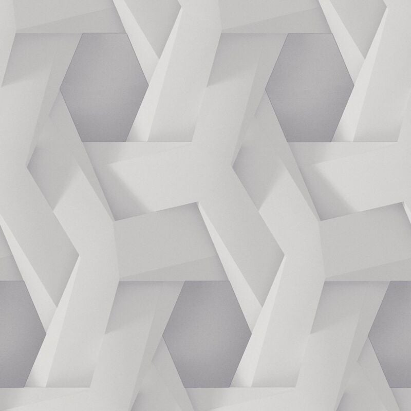 Papier peint 3D Profhome 387211 papier peint intissé gaufré à chaud lisse avec des figures géométriques mat gris blanc 5,33 m2