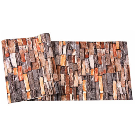 Papier peint 3D PVC brique rouge – Décoration antique naturelle – Dimensions 0,53 m x 10 m – Résistance à la déchirure élevée – Ideko