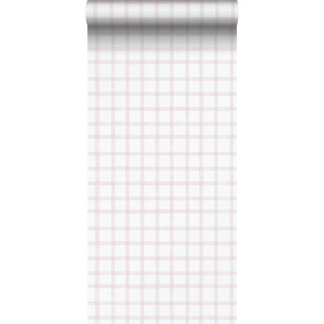 papier peint à carreaux rose clair et blanc  - Sanders & Sanders