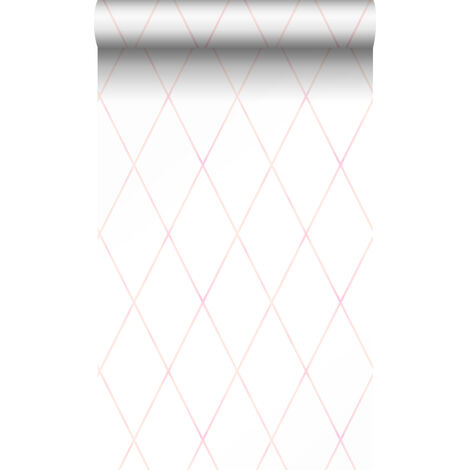 papier peint à carreaux rose poudre clair et blanc mat  - Origin Wallcoverings