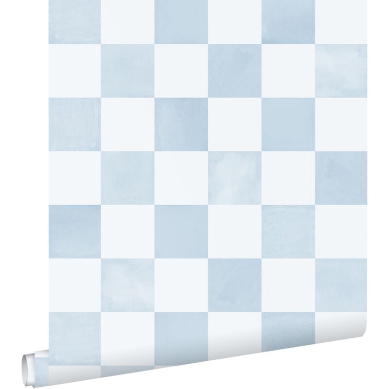Papier peint à damier bleu Estahome