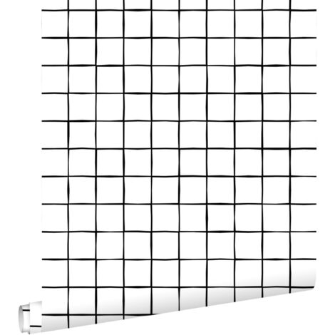 papier peint à damier noir et blanc  - ESTAhome