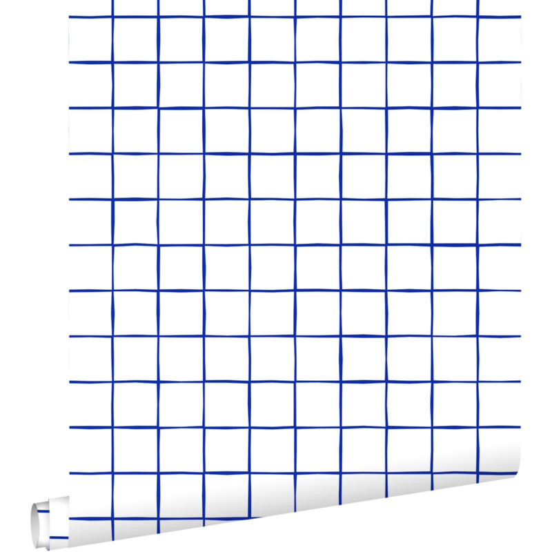 Papier peint à damier bleu et blanc Estahome