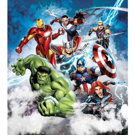 Papier peint à motif Avengers 180x202 cm – Pose facile sur mur – Surface couverte 9 m² – Colle fournie – Ag Art - Avengers180X202