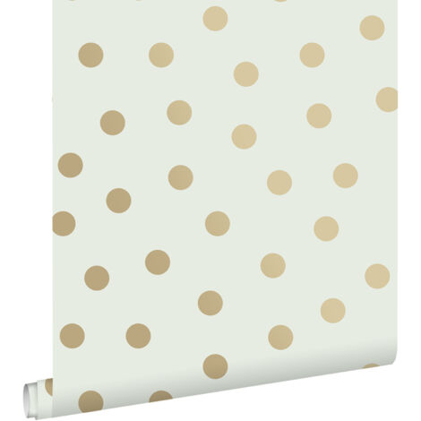 papier peint à motif de petits points blanc cassé et or  - ESTAhome