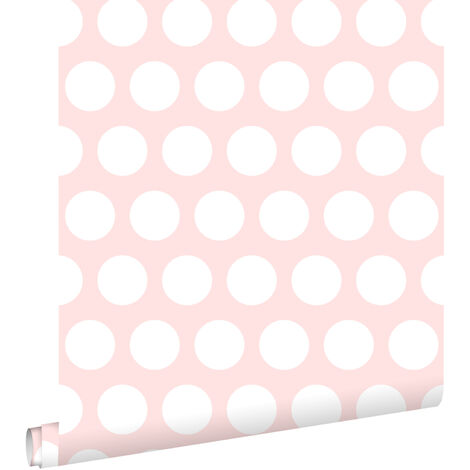 papier peint à motif de petits points blanc et rose clair - ESTAhome