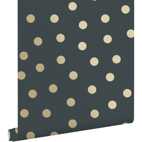papier peint à motif de petits points bleu gris et or  - ESTAhome