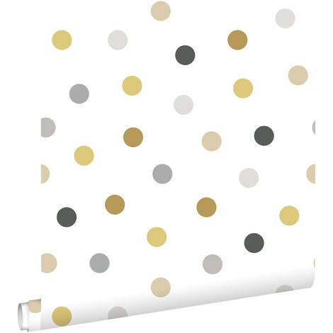 papier peint à motif de petits points or, gris et noir  - ESTAhome