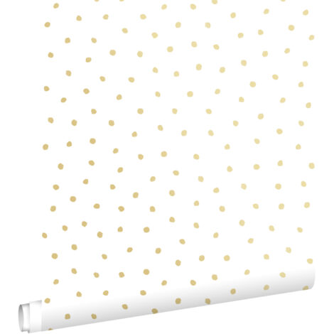 papier peint à motif de points or brillant et blanc  - ESTAhome