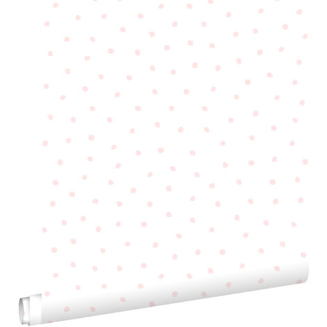 papier peint à motif de points rose clair et blanc - ESTAhome