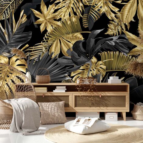 Papier peint à motif feuilles tropicales – Papier intissé qualité supérieure – Dimensions 0,52 x 16,20m – Pose facile sans raccord – Hxadeco