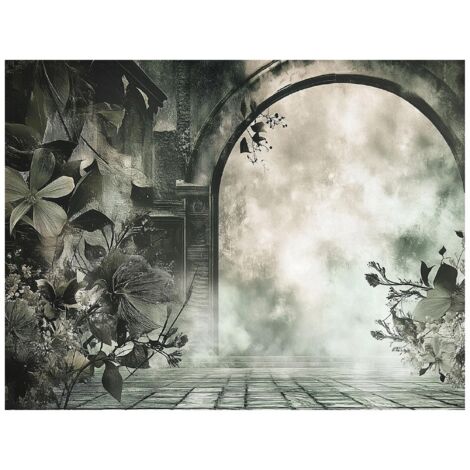 Papier peint à motif feuilles vintage gris béton – 350 x 250 cm Wallarena
