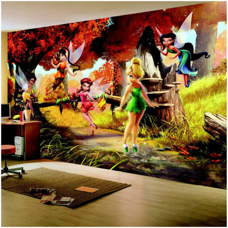 Papier peint à motif forêt d’automne Disney Fairies 360x254 cm – Écologique et recommandé pour enfants – Colle incluse pour installation facile – Ag Art