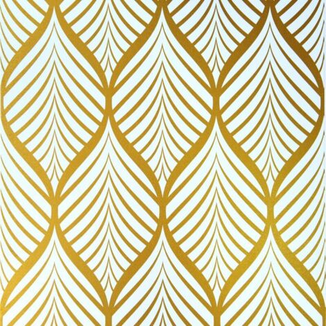 Papier Peint à Motif Géométrique Jaune et Blanc Minimaliste Moderne Film Vinyle Auto-Adhésif Imperméable pour Salle de Bain Salon Chambre à Coucher de Cuisine 44,5x1000cm