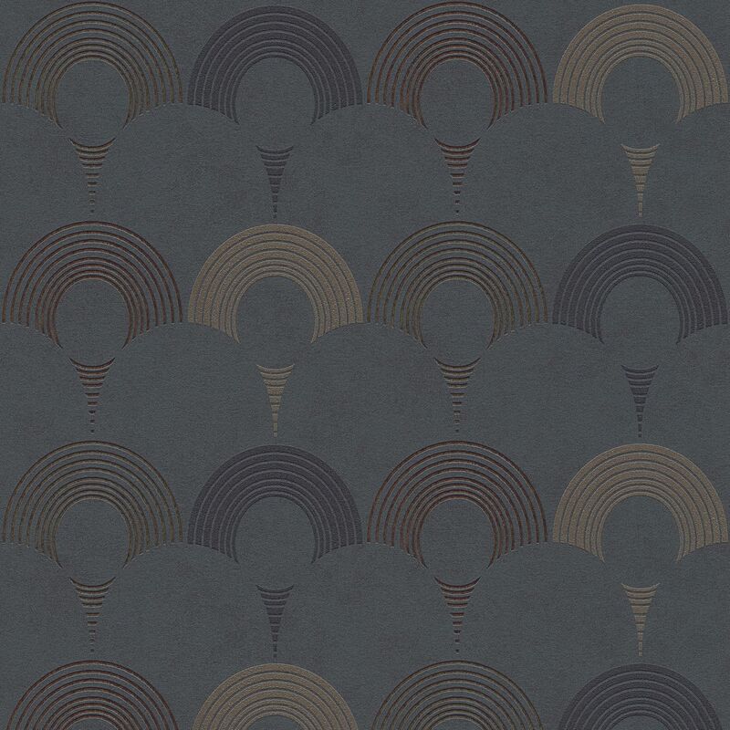 

Papier peint à motifs graphiques Profhome 374802 papier peint intissé légèrement texturé au style rétro scintillant noir gris argent 5,33 m2