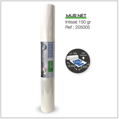 Papier peint à peindre 53cm x 10ml – Revêtement lisse 150g/m² – 50% polyester 50% cellulose – Pour rénovation supports