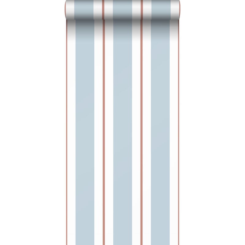Sanders&sanders - papier peint à rayures bleu et terracotta