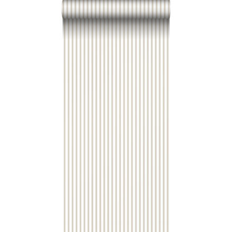 Papier peint à rayures beige et blanc – 53cm x 10m – Écologique certifié FSC® – Ultra facile à poser – Pour chambre et salon