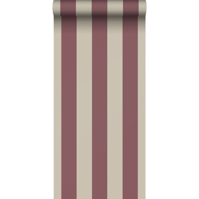 Sanders&sanders - papier peint à rayures rouge foncé et beige