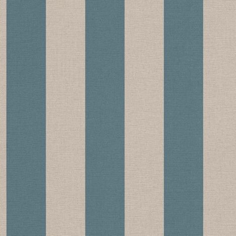 Papier peint à rayures bleu beige Papier peint maritime couleur pétrole Papier peint intissé classique à rayures