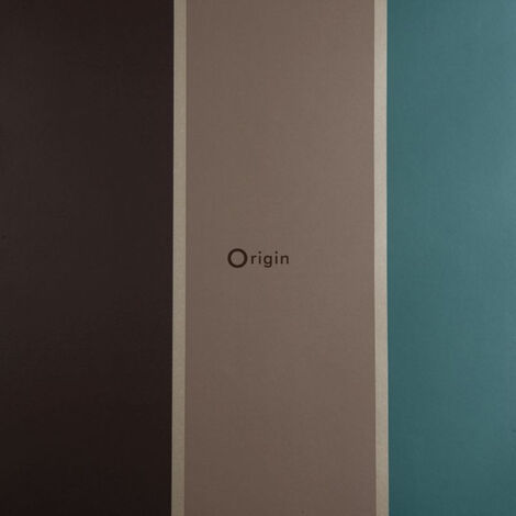 papier peint à rayures bleu canard et marron  - Origin Wallcoverings
