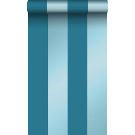 papier peint à rayures bleu canard - Origin Wallcoverings