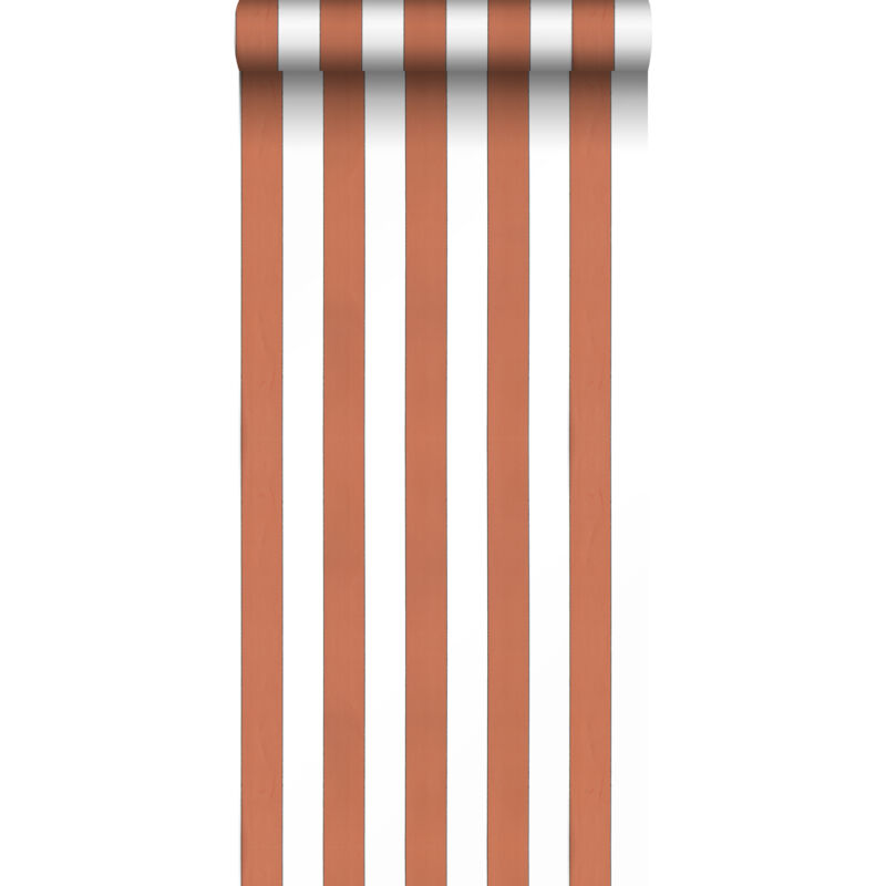 Sanders&sanders - papier peint à rayures terracotta et blanc
