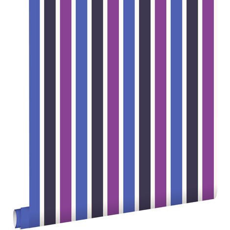 papier peint à rayures bleu et violet  - ESTAhome