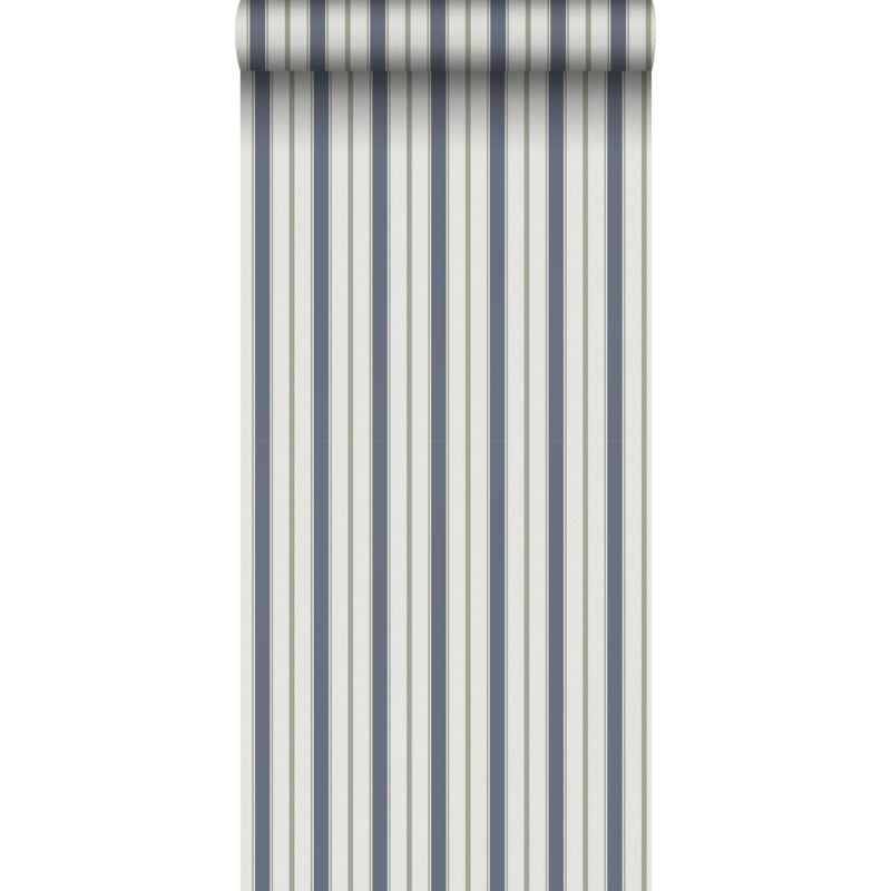 Sanders&sanders - papier peint à rayures bleu foncé et gris