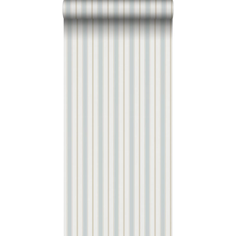 Sanders&sanders - papier peint à rayures bleu clair et beige