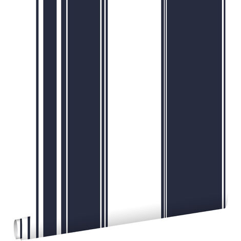 papier peint à rayures bleu marine  - ESTAhome