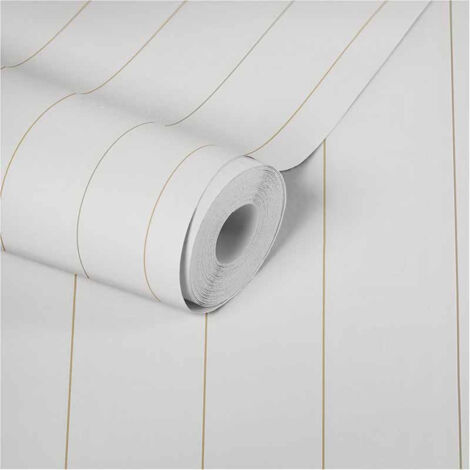 Papier peint à rayures designer italien Tapisserie chic blanc & or Papiers peints élégants pour salon & chambre adulte