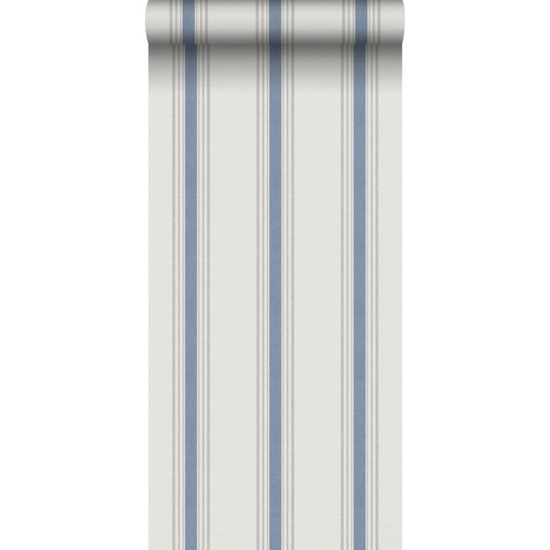Sanders&sanders - papier peint à rayures bleu foncé et beige