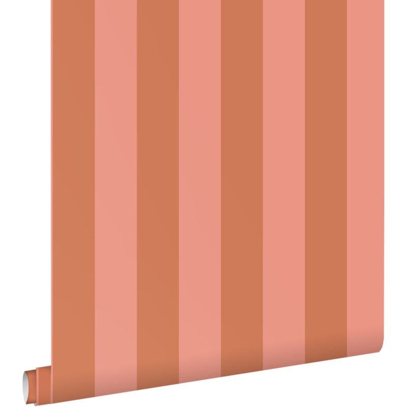 Estahome - papier peint à rayures terracotta et rose pêche