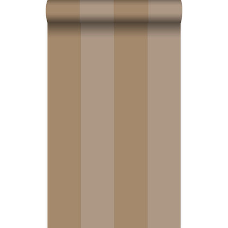 papier peint à rayures marron beige - Origin Wallcoverings