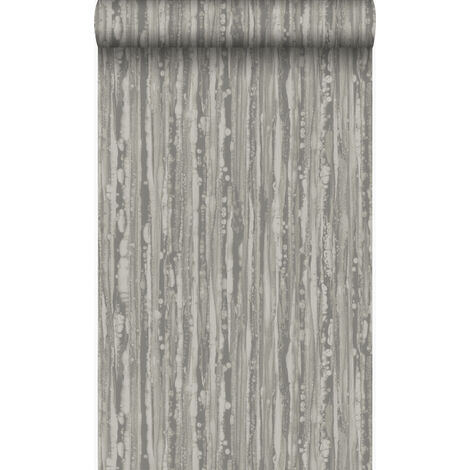 papier peint à rayures marron et or brillant - Origin Wallcoverings