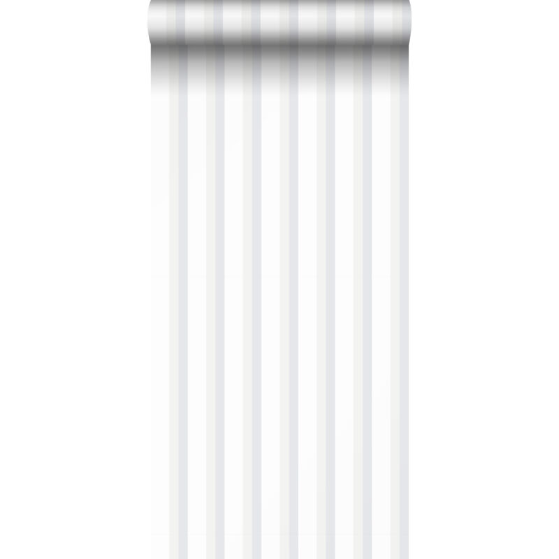 Papier peint à rayures gris clair, beige et blanc Sanders&sanders