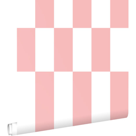 papier peint à rayures rose et blanc  - ESTAhome