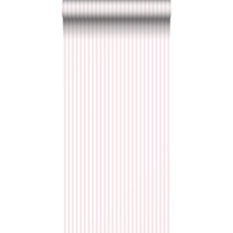 papier peint à rayures rose et blanc  - Sanders & Sanders