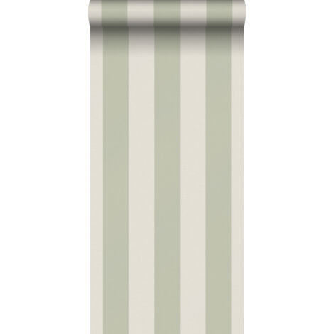 papier peint à rayures vert et beige  - Sanders & Sanders