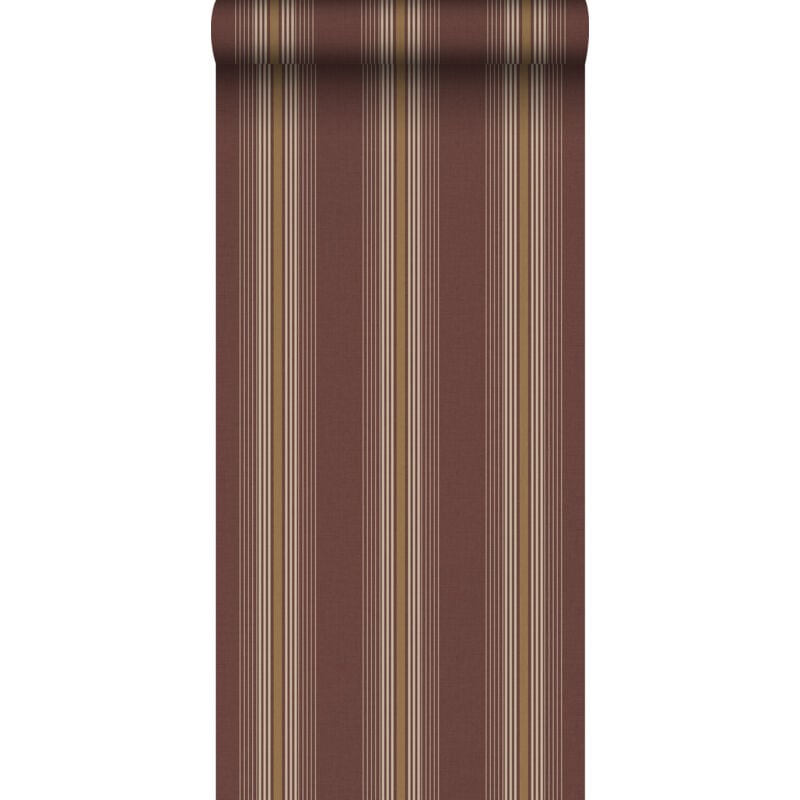 Sanders&sanders - papier peint à rayures rouge bordeaux et beige
