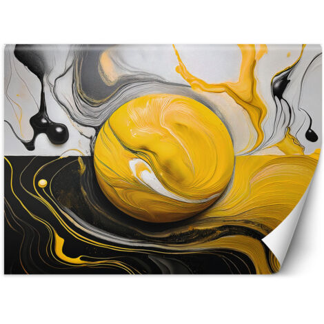 Papier peint Abstraction Cercle Noir Jaune 450x315