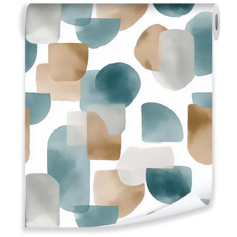 Papier peint abstrait aquarelle beige sur molleton mur salon chambre  coucher