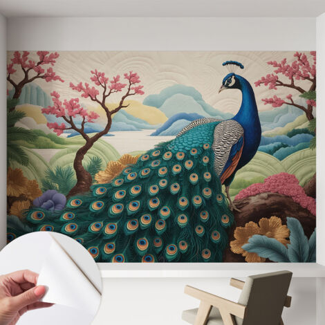 Papier peint adhésif autocollant pour salon chambre à coucher peint imprimé Installation facile Beauté exotique 152x104 cm