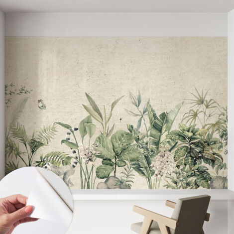 Papier peint adhésif autocollant pour salon chambre à coucher peint imprimé Installation facile Jungle tropicale 152x104 cm