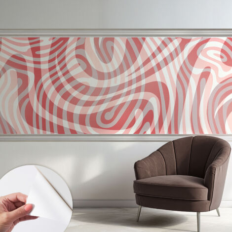 Papier peint adhésif autocollant pour salon chambre à coucher peint imprimé Installation facile Lignes ondulées 250x104 cm