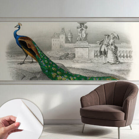 Papier peint adhésif autocollant pour salon chambre à coucher peint imprimé Installation facile Plumes colorées 250x104 cm